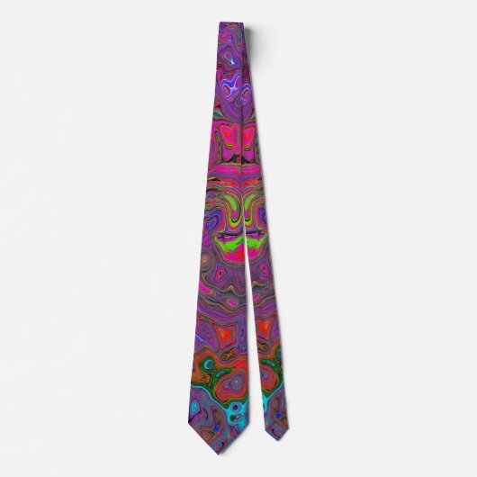 Psychedelic Groovy Magenta Retro Liquid Swirl Stropdas (Voorkant)