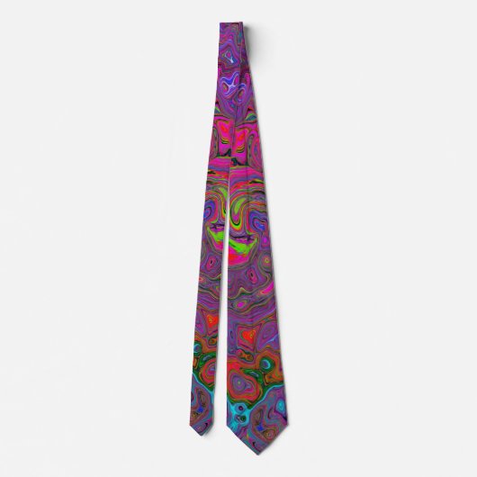 Psychedelic Groovy Magenta Retro Liquid Swirl Stropdas (Achterkant)