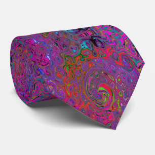 Psychedelic Groovy Magenta Retro Liquid Swirl Stropdas