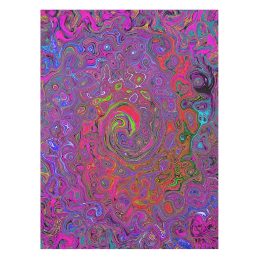 Psychedelic Groovy Magenta Retro Liquid Swirl Tafelkleed (Voorkant)