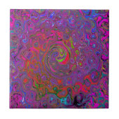Psychedelic Groovy Magenta Retro Liquid Swirl Tegeltje (Voorkant)