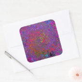 Psychedelic Groovy Magenta Retro Liquid Swirl Vierkante Sticker (Envelop)
