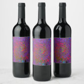 Psychedelic Groovy Magenta Retro Liquid Swirl Wijn Etiket (Flessen)