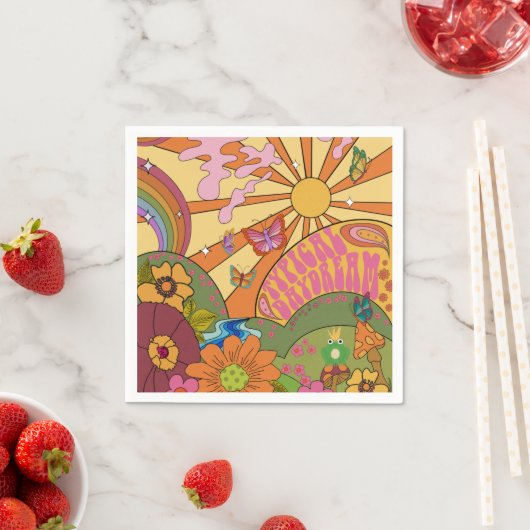 Psychedelic Groovy Retro Paper Party servetten (Insitu)