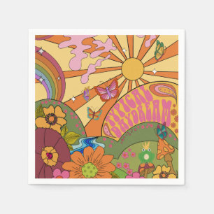 Psychedelic Groovy Retro Paper Party servetten