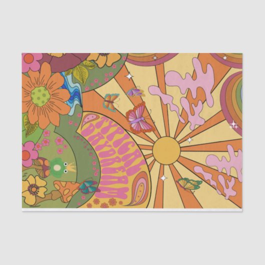 Psychedelic Groovy Retro Tissue Paper Tissuepapier (Voorkant)