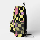 Psychedelic Groovy Smiley Checkerboard, Y2K 90s Bedrukte Rugzak (Rechts)
