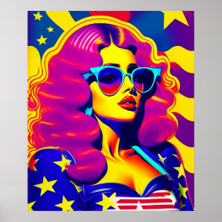Psychedelic Groovy Stars Sensation  Girl Po Poster