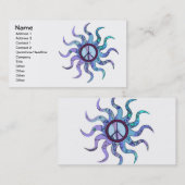 Psychedelic Groovy Trippy Blue Peace Sign Visitekaartje (Voorkant / Achterkant)