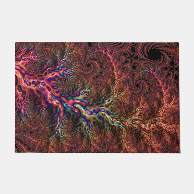Psychedelic Groovy Trippy Funky Kleurrijke Fractal Deurmat (Voorkant)