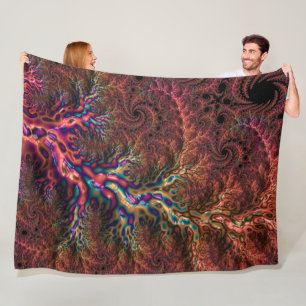Psychedelic Groovy Trippy Funky Kleurrijke Fractal Fleece Deken