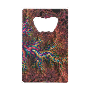 Psychedelic Groovy Trippy Funky Kleurrijke Fractal Kredietkaart Flessenopener