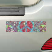 Psychedelic Groovy Trippy Peace Sign Bumpersticker (Op auto)