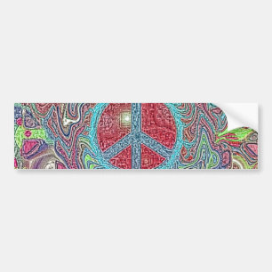 Psychedelic Groovy Trippy Peace Sign Bumpersticker