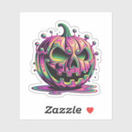 Psychedelic Grumpy Pumpkin Halloween Sticker