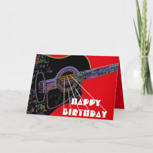 Psychedelic Guitar Birthday Card Kaart