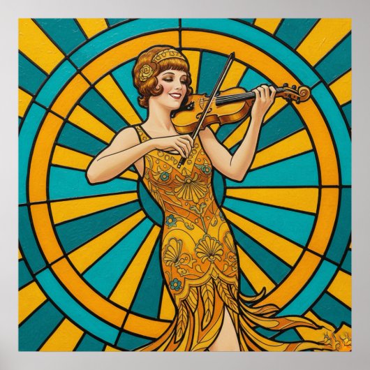 Psychedelic Guitarist Poster Vibrant Retro Music  (Devant)