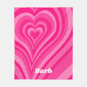 Psychedelic Hearts Calligraphy met Name Pinks Fleece Deken (Voorkant)