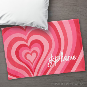 Psychedelic Hearts Calligraphy Script Name Pinks Kussensloop