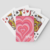 Psychedelic Hearts Calligraphy Script Name Pinks Pokerkaarten (Achterkant)