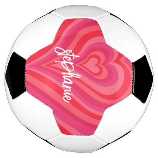 Psychedelic Hearts Calligraphy Script Name Pinks Voetbal (Gedraaid)