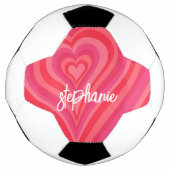 Psychedelic Hearts Calligraphy Script Name Pinks Voetbal (Voorkant)
