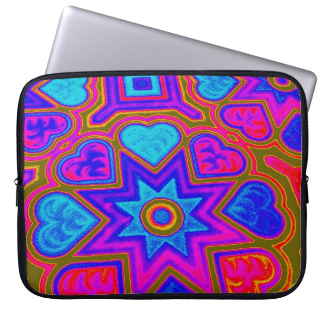 Psychedelic Hearts Electronics Bag Laptop Sleeve (Voorkant)