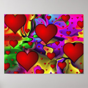 Psychedelic Hearts Poster
