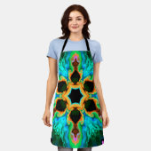 Psychedelic Hippie Blauwgroen Sinaasappel en zwart Schort (Gedragen)