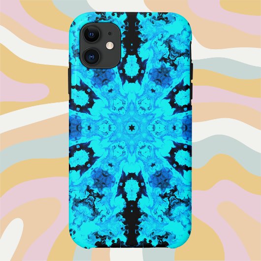 Psychedelic Hippie Blue en Black Case-Mate iPhone Case