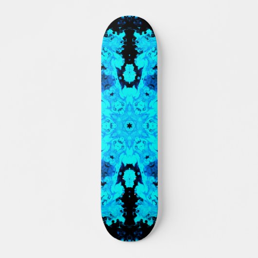 Psychedelic Hippie Blue en Black Skateboard (Voorkant)