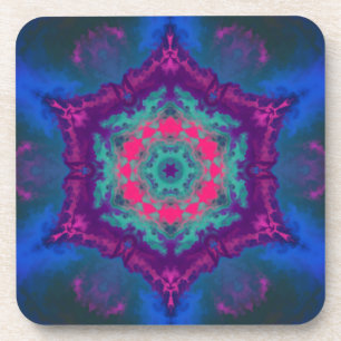 Psychedelic Hippie Blue Paars en Roze Bier Onderzetter