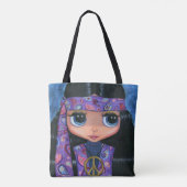 Psychedelic Hippie Chick Paarse Paisley 1960 Tote Bag (Achterkant)