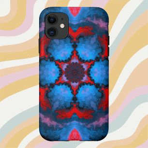 Psychedelic Hippie Flower Blue en Red iPhone 11 Hoesje
