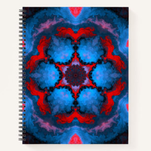 Psychedelic Hippie Flower Blue en Red Notitieboek