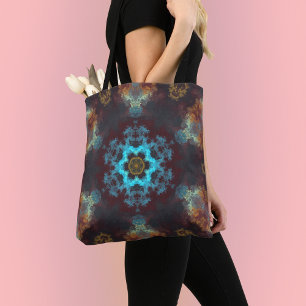 Psychedelic Hippie Flower Blue Red en Yellow Draagtas