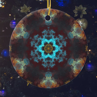 Psychedelic Hippie Flower Blue Red en Yellow Keramisch Ornament