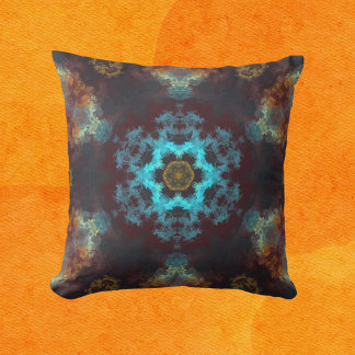 Psychedelic Hippie Flower Blue Red en Yellow Kussen