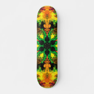Psychedelic Hippie Flower Green Sinaasappel and Ye Skateboard
