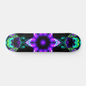 Psychedelic Hippie Flower Paars Blauwgroen en Blac Skateboard (Horizontaal)
