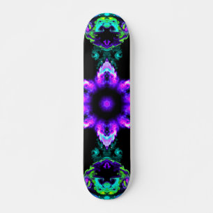 Psychedelic Hippie Flower Paars Blauwgroen en Blac Skateboard