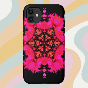 Psychedelic Hippie Flower Pink en Black iPhone 11 Hoesje