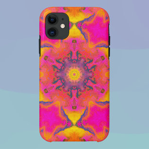 Psychedelic Hippie Flower Pink Paars and Yellow iPhone 11 Hoesje