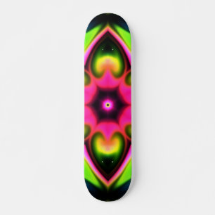 Psychedelic Hippie Flower Pink Yellow en Green Skateboard