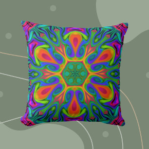 Psychedelic Hippie Flower Rainbow Kussen