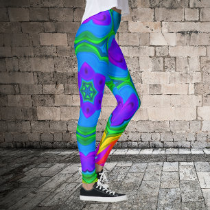 Psychedelic Hippie Flower Rainbow Leggings