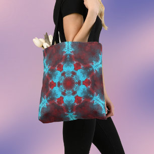 Psychedelic Hippie Flower Red en Blue Draagtas