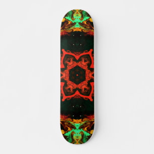 Psychedelic Hippie Flower Red Green en Black Skateboard