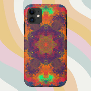 Psychedelic Hippie Paars Sinaasappel en Groen iPhone 11 Hoesje