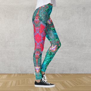 Psychedelic Hippie Pink Blauwgroen en Blue Leggings